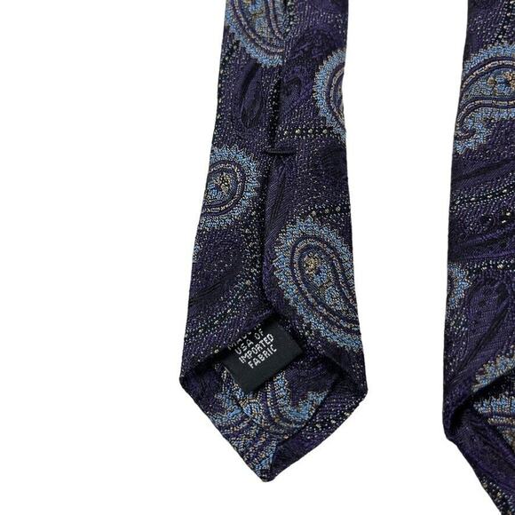 Jos A Bank Signature Collection Mens Purple Blue Paisley Neck Tie Necktie Silk - Picture 14 of 16